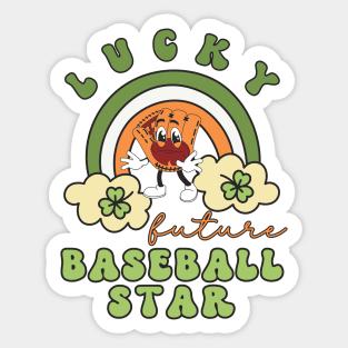 Lucky Future Baseball Star for Kids, St. Patricks Day Kids Gift, Future Baseball Star, Lucky Shamrock, Rainbow Lucky Future Baseball Star Kids Sticker